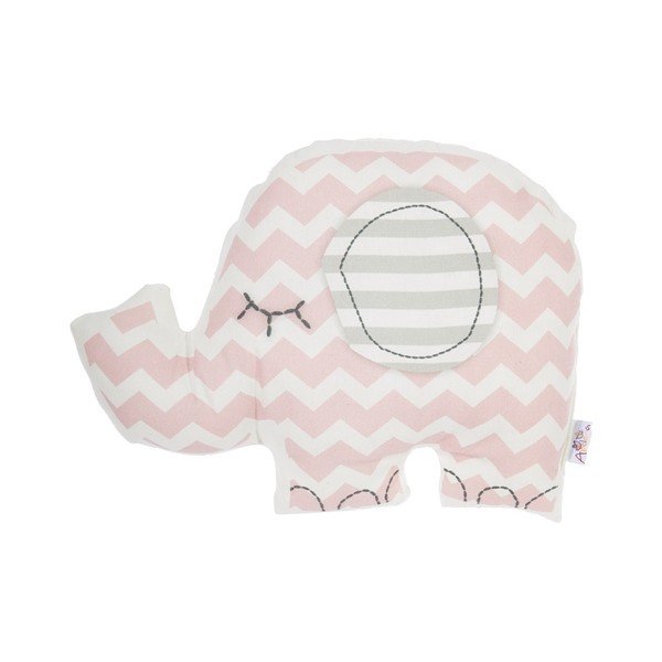 Růžový dětský polštářek s příměsí bavlny Apolena Pillow Toy Elephant, 34 x 24 cm