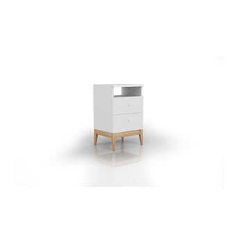 Noptieră din lemn de pin cu 2 sertare skandica livia, înălțime 64 cm, alb-natural