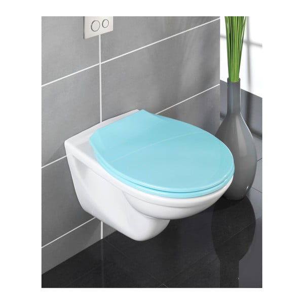 Modré WC sedátko se snadným zavíráním Wenko Kos, 44 x 37 cm