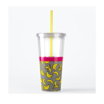 Pahar cu pai just mustard banana, 600 ml