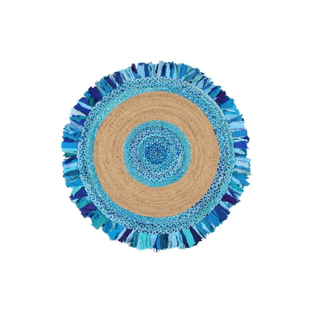 Kruhový koberec z juty a bavlny Eco Rugs Aqua, Ø 150 cm