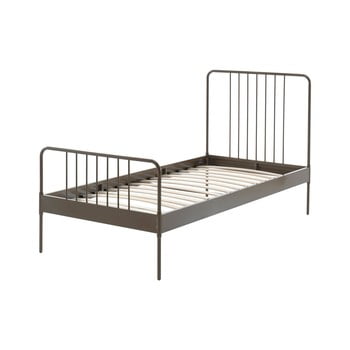 Pat metalic pentru copii vipack jack, 90 x 200 cm, maro