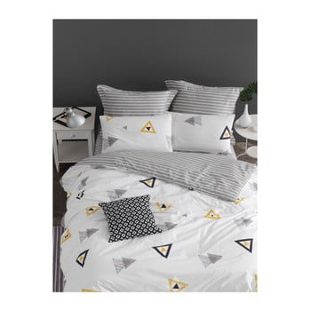 Lenjerie de pat cu cearșaf din bumbac ranforce, pentru pat dublu mijolnir erois white, 200 x 220 cm