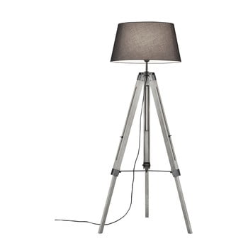 Lampadar din lemn și pânză trio tripod, înălțime 143 cm, gri