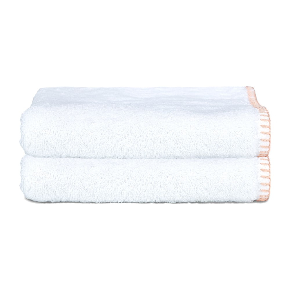 Sada 2 ručníků Whyte 50x90 cm, bílá/lososová