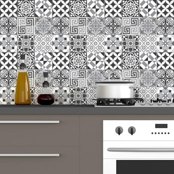 Set 60 autocolante ambiance elegant tiles shade of gray, 10 x 10 cm