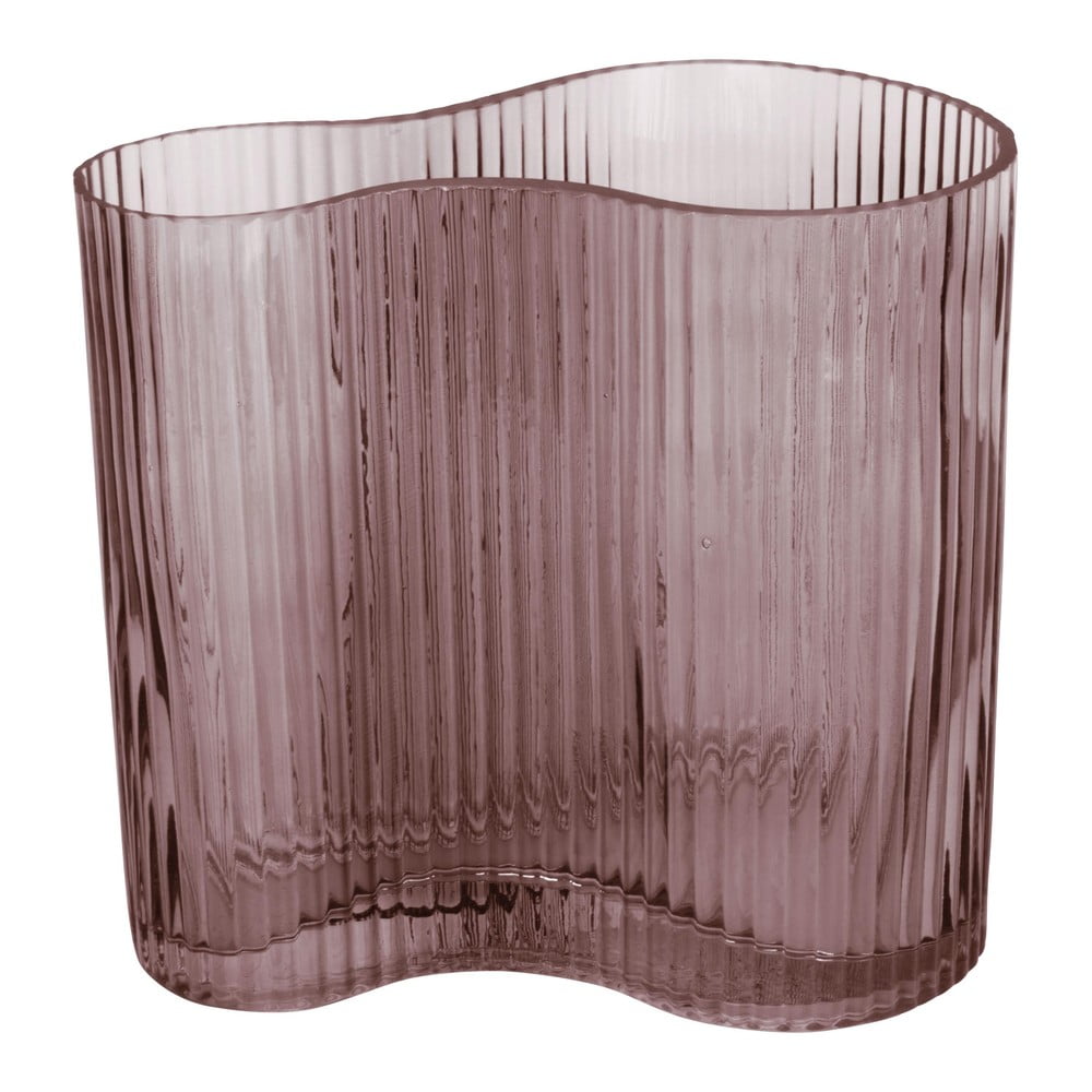 Hnědá skleněná váza PT LIVING Wave, výška 18 cm