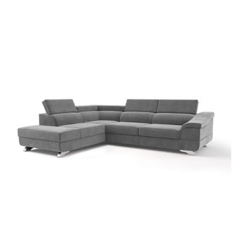 Canapea extensibilă cu înveliș de catifea windsor & co sofas apollon, pe partea stângă, gri