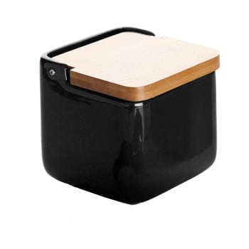 Doză din ceramică pentru sare Versa Black Salt Box