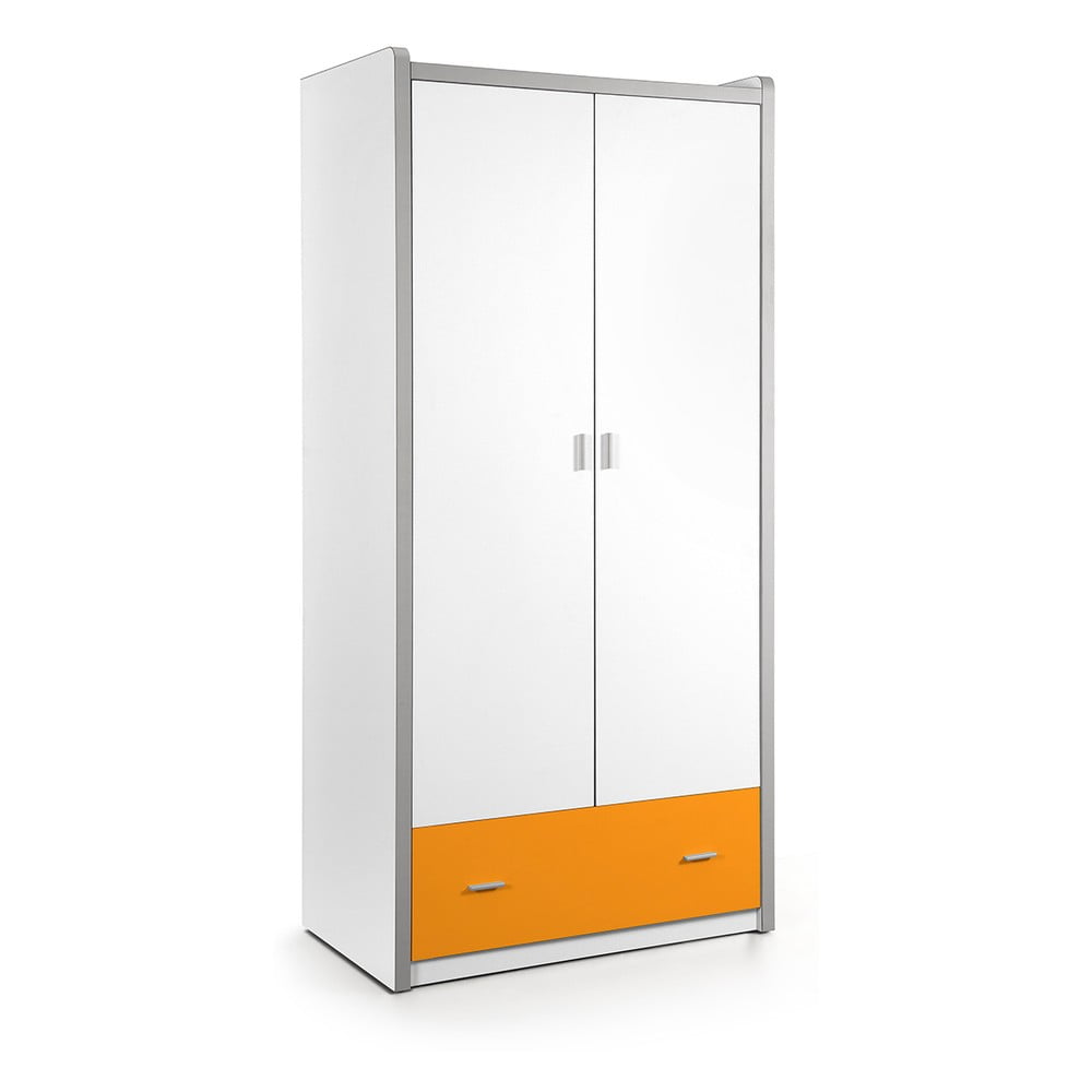 Bílo-oranžová šatní skříň Vipack Bonny, 202 x 96,5 cm