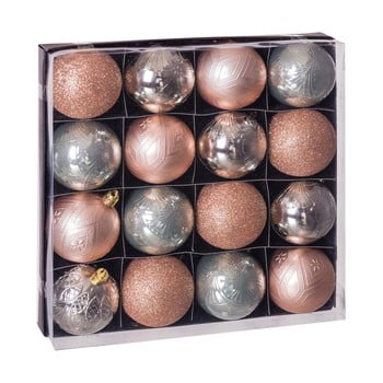 Set 16 decorațiuni de crăciun unimasa copper, bej - argintiu