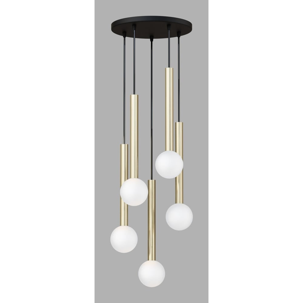 Závěsné svítidlo se skleněným stínidlem v černo-zlaté barvě ø 40 cm Candle – Squid Lighting