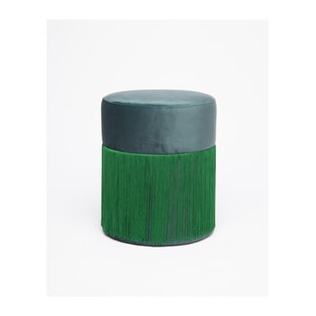 Puf cu husă din catifea velvet atelier, ø 36 cm, verde