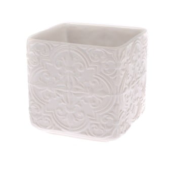Ghiveci din ceramică dakls rusto, înălțime 15 cm, crem
