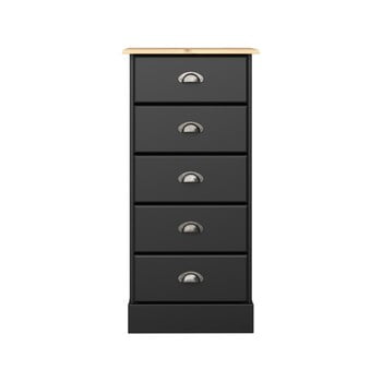 Comodă cu 5 sertare steens nola, înălțime 91 cm, negru