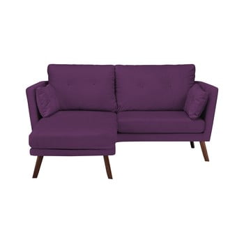Canapea cu 3 locuri mazzini sofas elena, cu șezlong pe partea stângă, mov închis