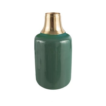 Vază cu detalii aurii pt living shine, înălțime 28 cm, verde