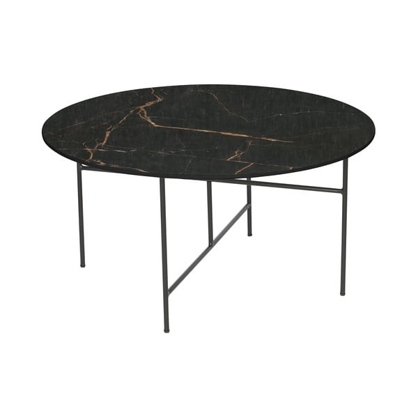 Černý konferenční stůl s porcelánovou deskou WOOOD Vida, ⌀ 80 cm