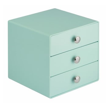 Cutie depozitare cu 3 sertare interdesign drawers, înălțime 16.5 cm, verde mat