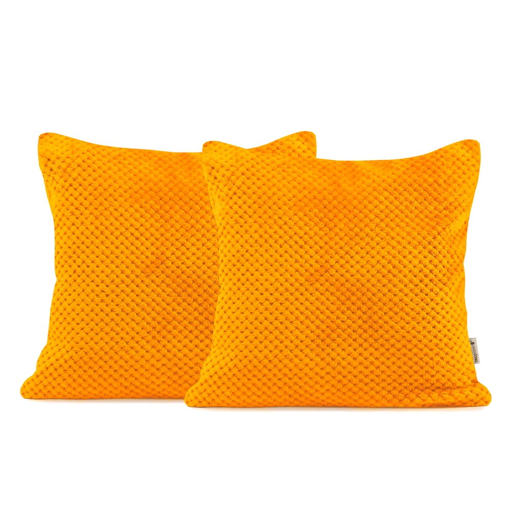 Sada 2 oranžových dekorativních povlaků na polštář z mikrovlákna DecoKing Henry, 45 x 45 cm