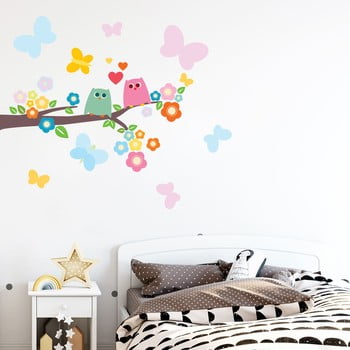 Set autocolante de perete pentru camera copiilor ambiance love birds on a branch