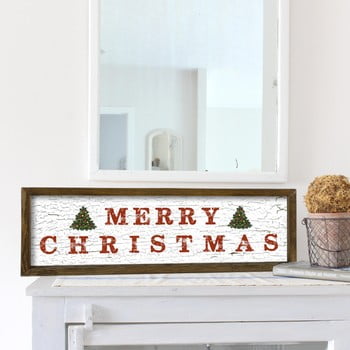 Tablou în ramă de lemn de pin Very Merry Christmas, 25 x 50 cm