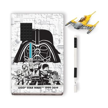 Set agendă, pix și piese de construit lego® star wars naboo starfighter