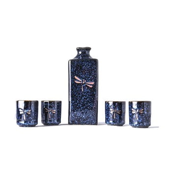Set carafă cu 4 cești pentru sake mij dragonfly