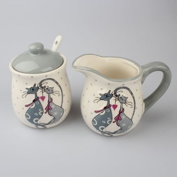 Set ceramică latieră și zaharniță dakls cats couple