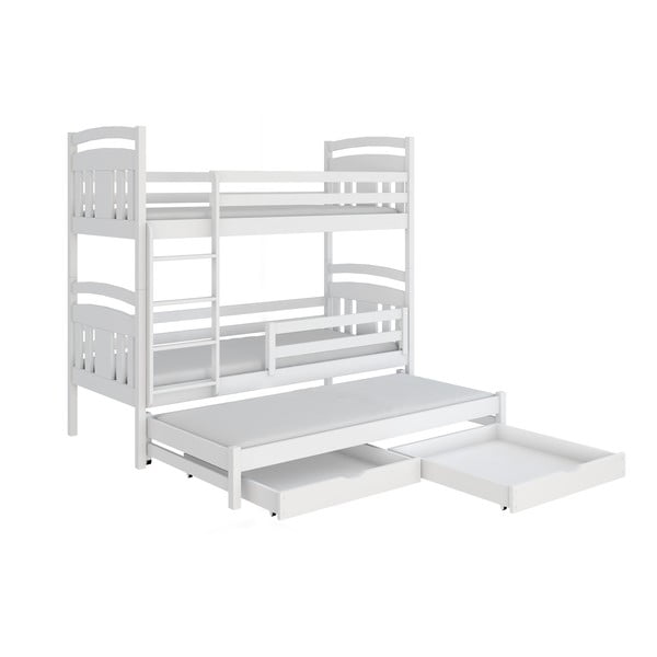 Bílá patrová dětská postel s úložným prostorem 80x160 cm Igor - Lano Meble