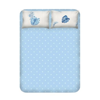 Set cearșaf și 2 fețe de pernă EnLora Home Terezie Blue, 240 x 260 cm