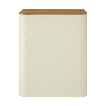Recipient dreptunghiular cu capac din bambus premier housewares rhombus, crem