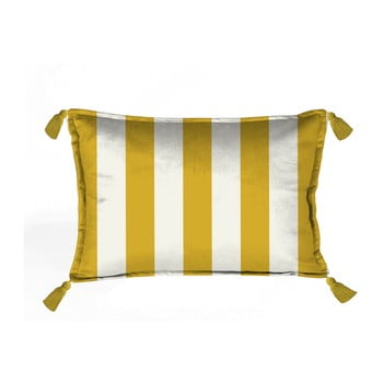Față de pernă decorativă Velvet Atelier Strips, 50 x 35 cm, alb-galben