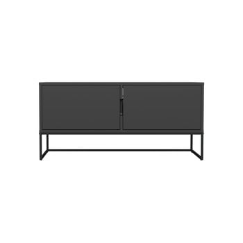 Masă tv cu picioare metalice și 2 uși tenzo lipp, lățime 118 cm, negru