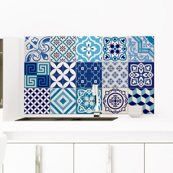 Set 15 autocolante de perete ambiance azur, 10 x 10 cm