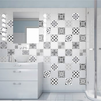 Set 60 autocolante de perete ambiance elegant tiles shade of grey, 20 x 20 cm