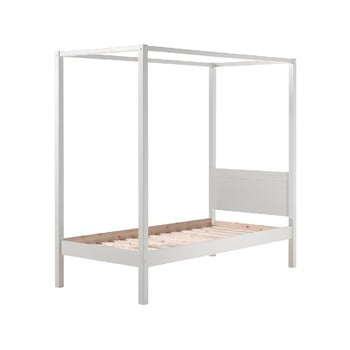 Pat pentru copii vipack pino canopy, 90 x 200 cm, alb