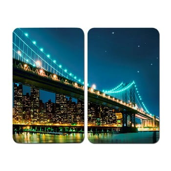 Set 2 suporturi din sticlă pentru protecția aragazului wenko brooklyn bridge, 52 x 30 cm