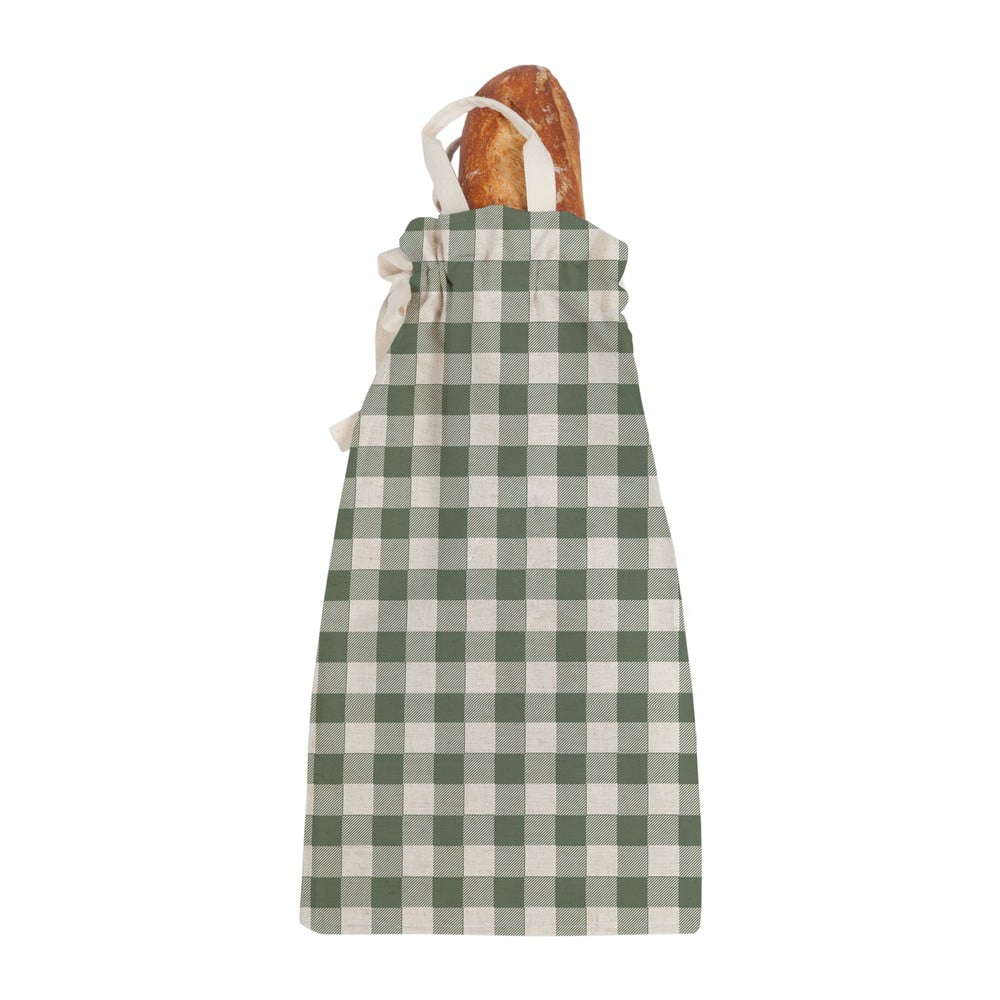 Látková taška na pečivo Really Nice Things Linen Bread Bag Green Vichy