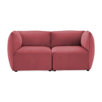 Canapea modulară cu 2 locuri vivonita velvet cube, roșu - roz