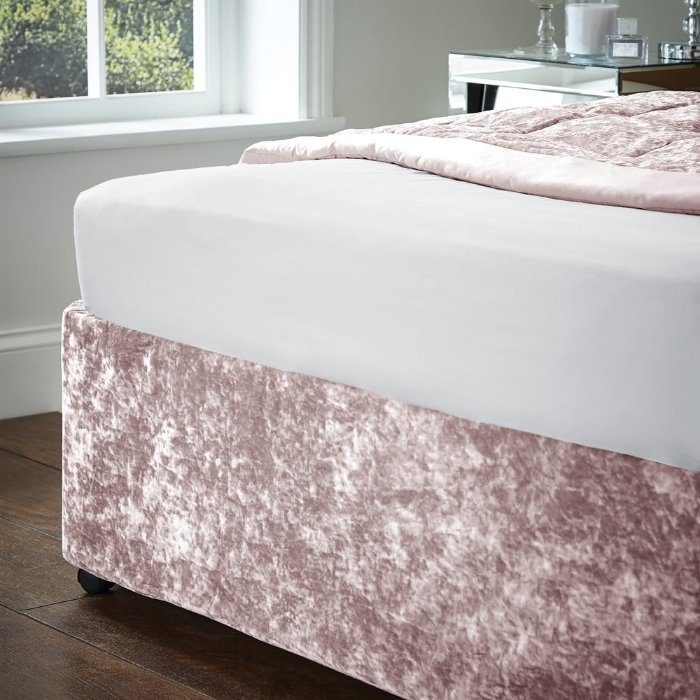 Růžový napínací sametový potah na rám postele 152x198 cm Crushed Velvet – Catherine Lansfield