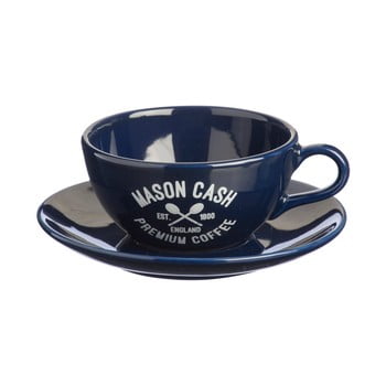 Ceașcă cu farfurie mason cash varsity cappuccino, albastru închis