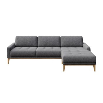 Colțar cu șezlong pe partea dreaptă mesonica musso tufted, cenușiu
