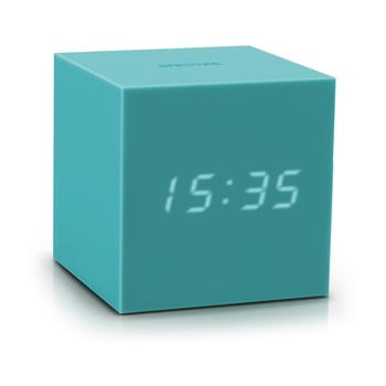 Ceas deșteptător cu led gingko gravity cube, turcoaz