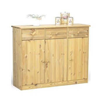 Comodă cu 3 sertare în decor natural lăcuit steens mario, înălțime 89,1 cm