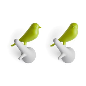 Set 2 cuiere de perete qualy&co sparrow, alb - verde