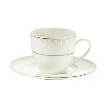 Set 6 cești din porțelan cu farfurie kutahya espresso, 80 ml