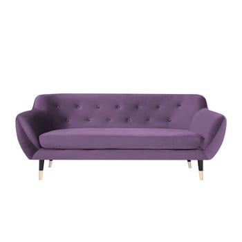 Canapea cu 3 locuri mazzini sofas amelie cu picioare negre, mov