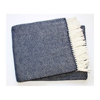 Pled din amestec de bumbac euromat zen navy blue, 140x180 cm