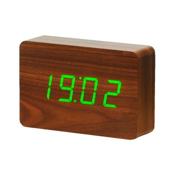 Ceas deșteptător cu led gingko brick click clock, maro-verde